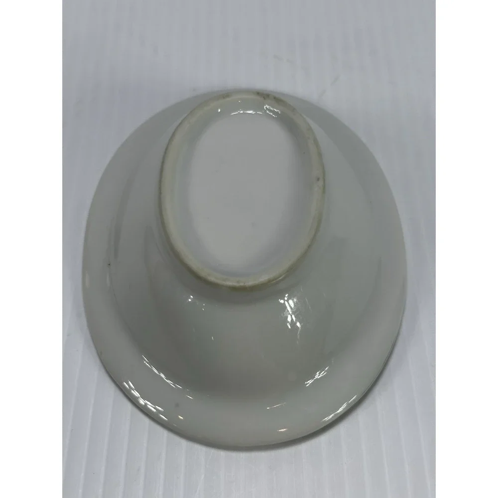 Vintage‎ Silver Trimmed Soap Dish White